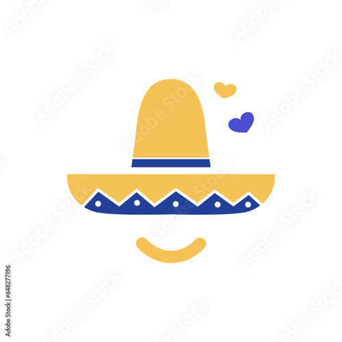 Mexican hat with smile and love logo vector illustration