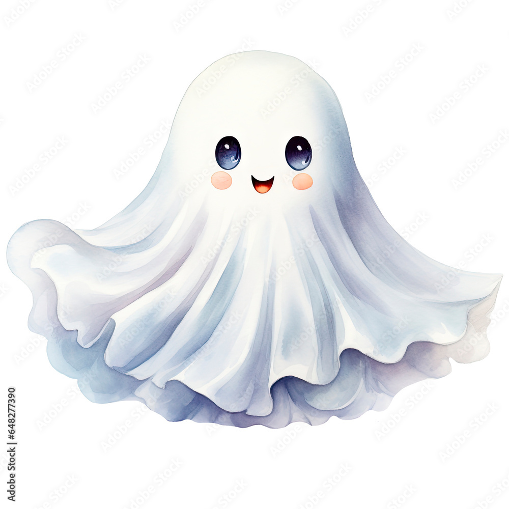 Watercolor Cute Ghost. Isolated on a white background Watercolor Cute Ghost. Isolated on a white background