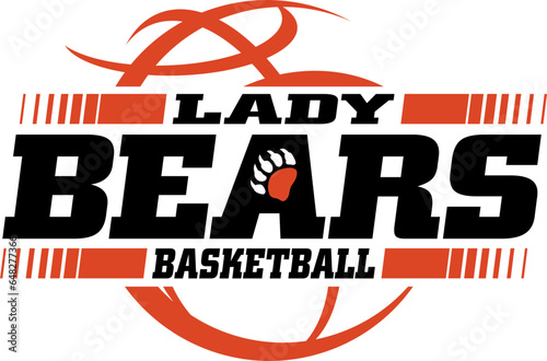 lady bears basketball team design with ball for school, college or league sports