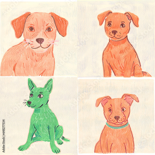 Pet dog and cat drawing