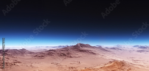 Mars surface mountains on mars background red planet