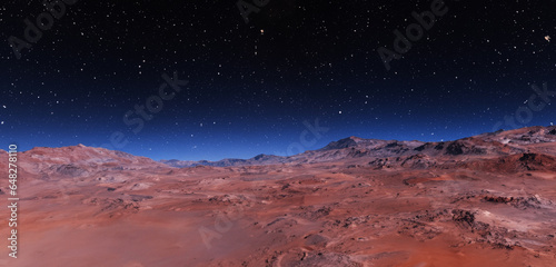 Mars surface mountains on mars background red planet