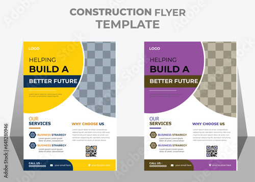 Modern construction flyer template with 