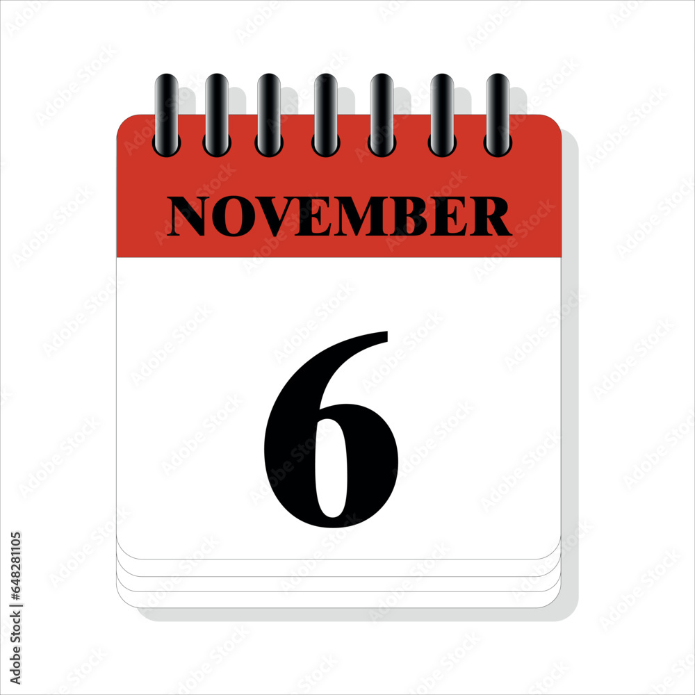 Naklejka premium November 6 calendar date design