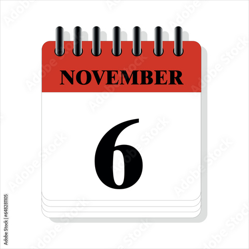 November 6 calendar date design