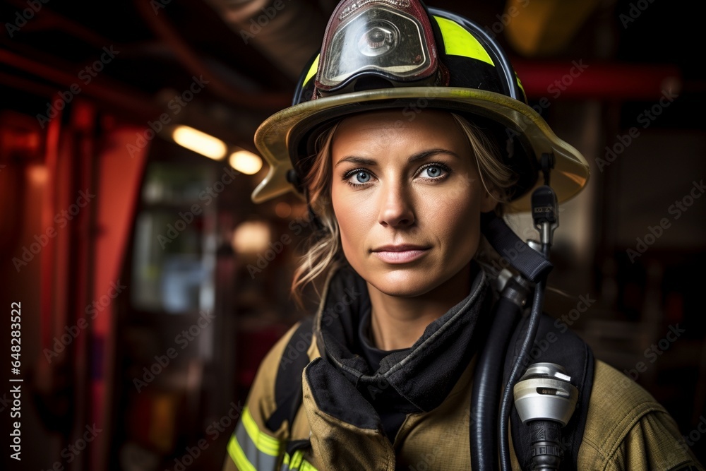 female firefighter in full uniform female firefighter in full uniform