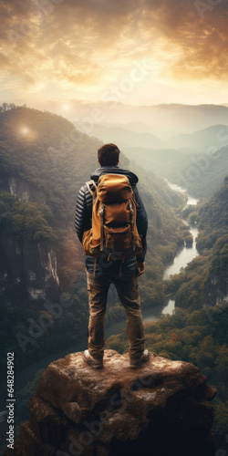 Traveler at a breathtaking natural landmark, showcasing the beauty of exploration