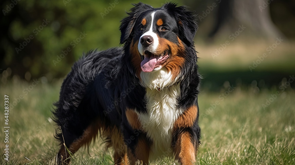 playful bernese dog in the park, lawn, yard, field, grass playful bernese dog in the park, lawn, yard, field, grass