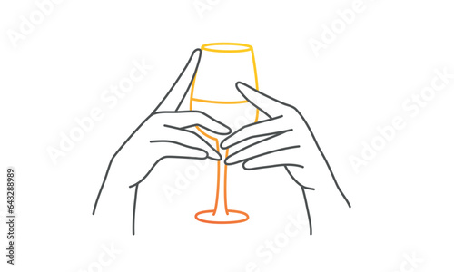 Human hands holding glass.