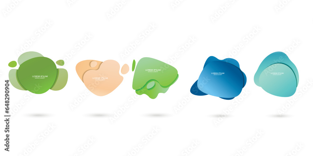 Fluid frame isolated on white background. Set of abstract liquid shapes, colorful elements, gradient waves with geometric lines, dynamical forms. Vector flat design for banner, flyer, business card Fluid frame isolated on white background. Set of abstract liquid shapes, colorful elements, gradient waves with geometric lines, dynamical forms. Vector flat design for banner, flyer, business card