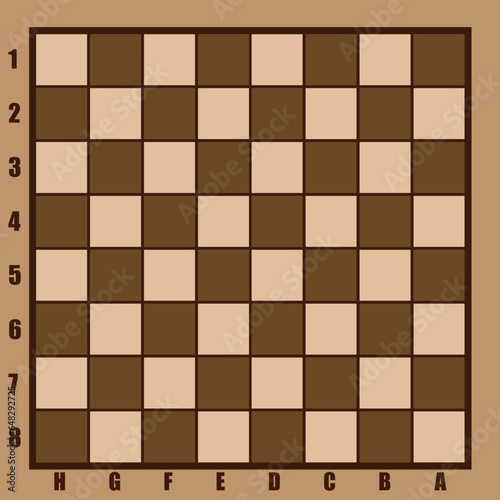 Wooden look chess board with brown tones