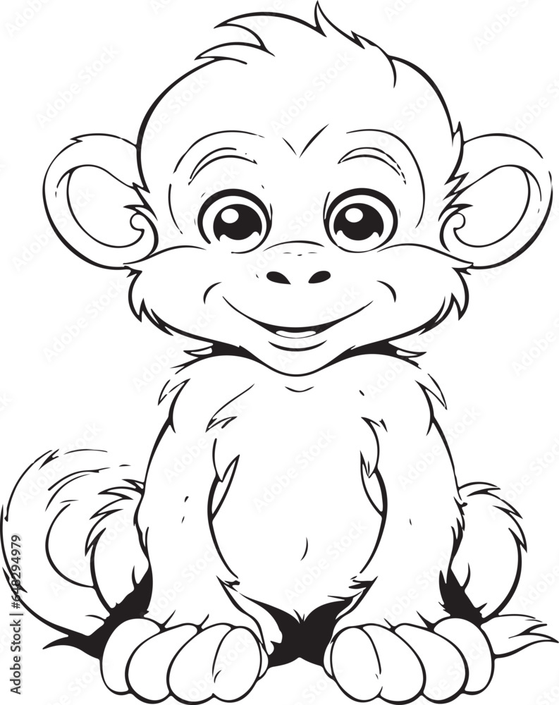 cute monkey coloring page