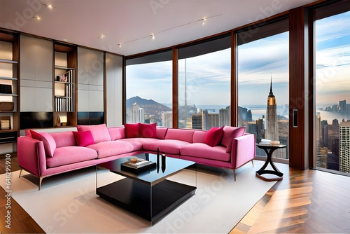 modern living room with fireplace