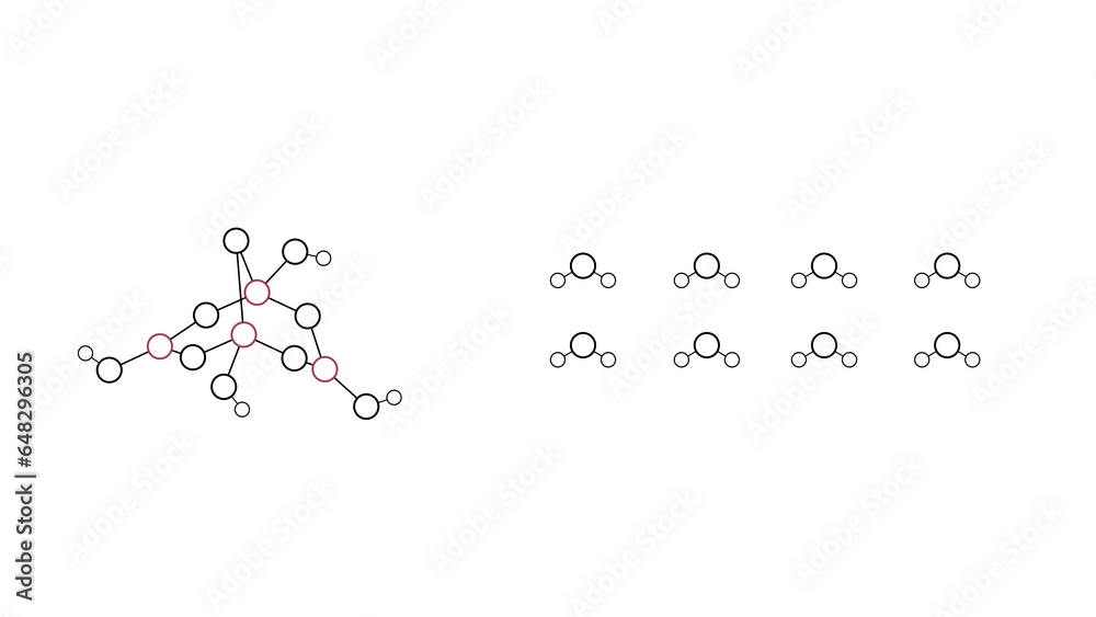 borax molecule, structural chemical formula, ball-and-stick model, isolated image food additive e285 - obrazy, fototapety, plakaty 