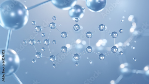varenicline molecular structure 3d, flat model, autonomic drugs, structural chemical formula view from a microscope photo