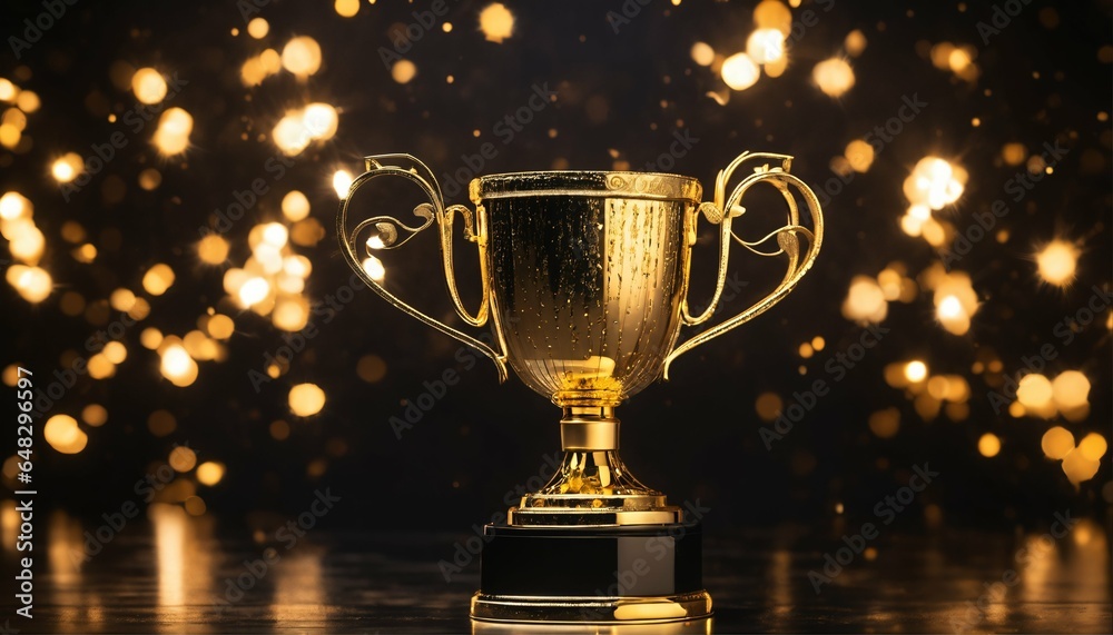 A winner trophy, aglow with sparks, set against a dazzling sparks background, embodying victory and accomplishment A winner trophy, aglow with sparks, set against a dazzling sparks background, embodying victory and accomplishment