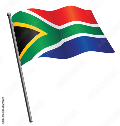 south africa flag flying on flagpole