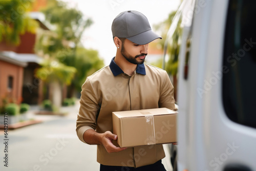 Professional Courier Delivering Parcel © Andrii 