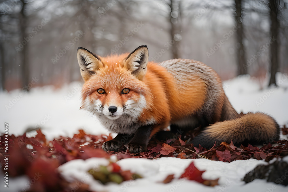 Obraz premium red fox in snow