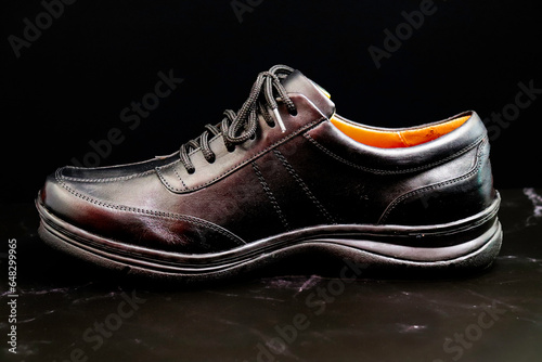 black leather shoes for elegant men