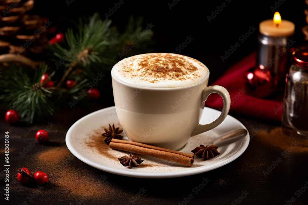 Frothy Eggnog Latte Sprinkled With Nutmeg Frothy Eggnog Latte Sprinkled With Nutmeg