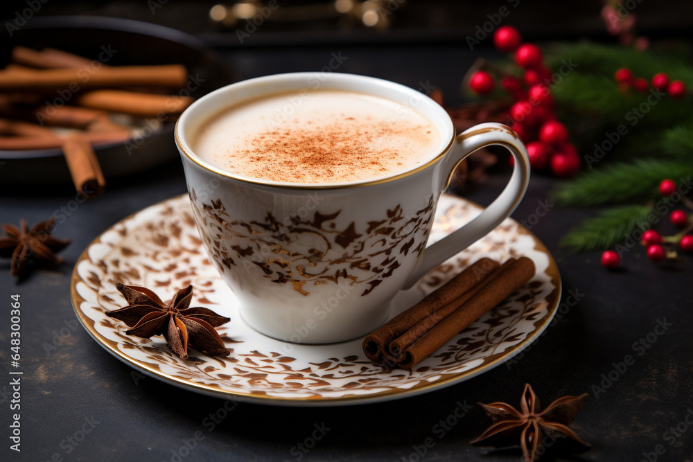 Holiday Spiced Chai Tea With Frothy Milk Holiday Spiced Chai Tea With Frothy Milk
