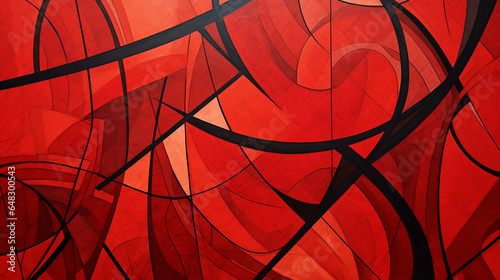 Shapes and Shades: Geometric Red Wall Artistry