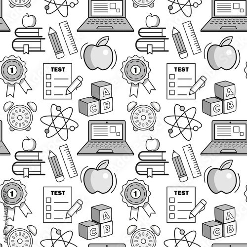 School background. Seamless back to school pattern. Concept of black and white school background.