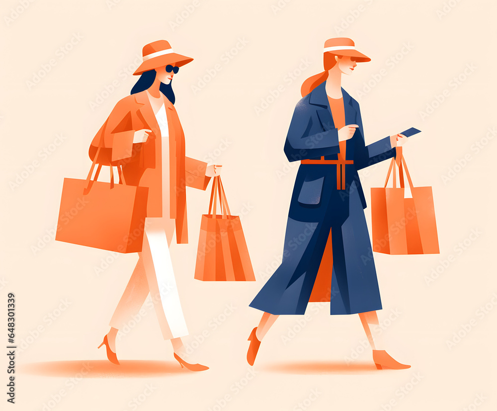 Illustrated Graphic of Women Shopping