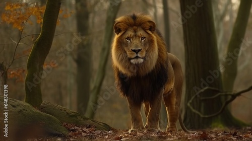 majestic lion in the woods