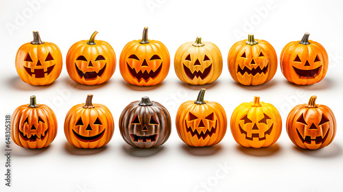 Obraz na płótnie many different pumpkins against a white background (Generative AI) w salonie