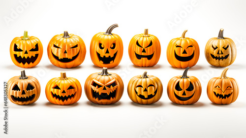 Obraz na płótnie many different pumpkins against a white background (Generative AI) w salonie
