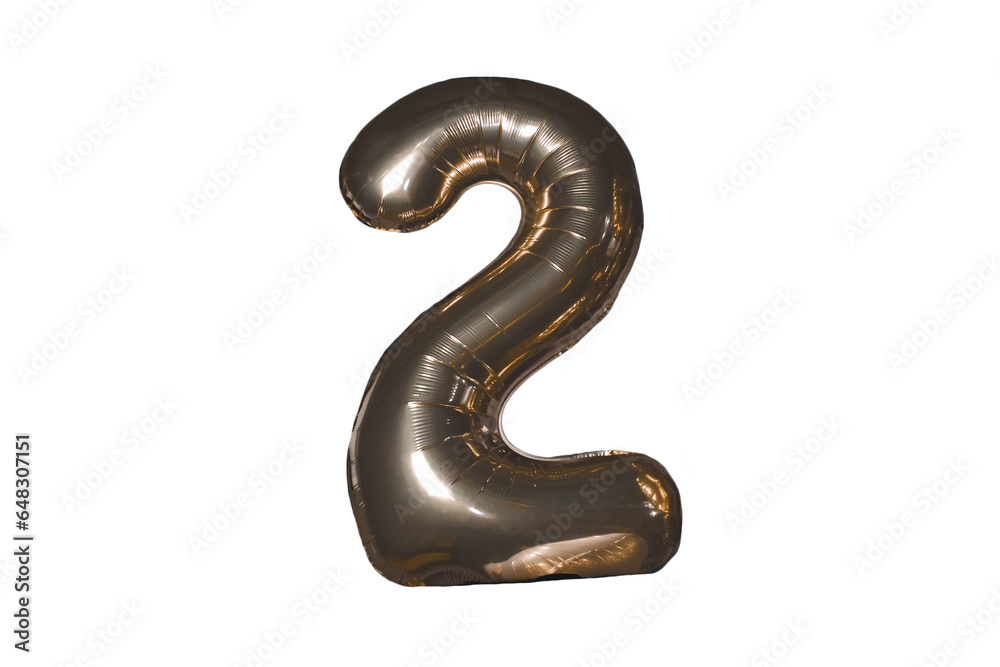 Naklejka premium Number 2 two digits inflated from a balloon air object on a white isolated background