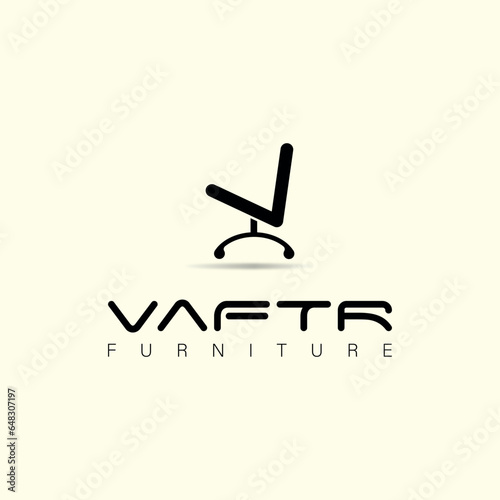 Furniture creative chair and letter v initial creative logo template vector, Company Business Logo mark,