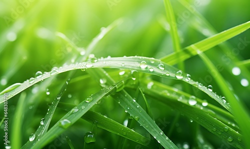 Grass with dew drops background 