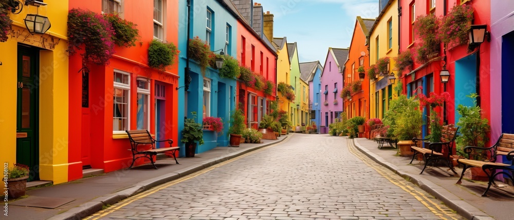 Fototapeta premium Colorful street in the town