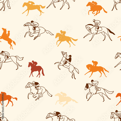 Tableau sur toile Horse racing, seamless vector pattern