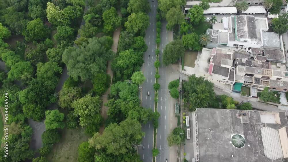 aerial view of gardens in a city
