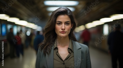 Portrait of a young businesswoman in the subway