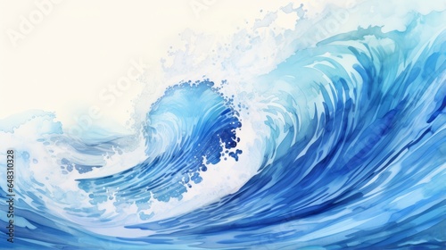 Nature background - a stunning blue wave crashing in the vast ocean