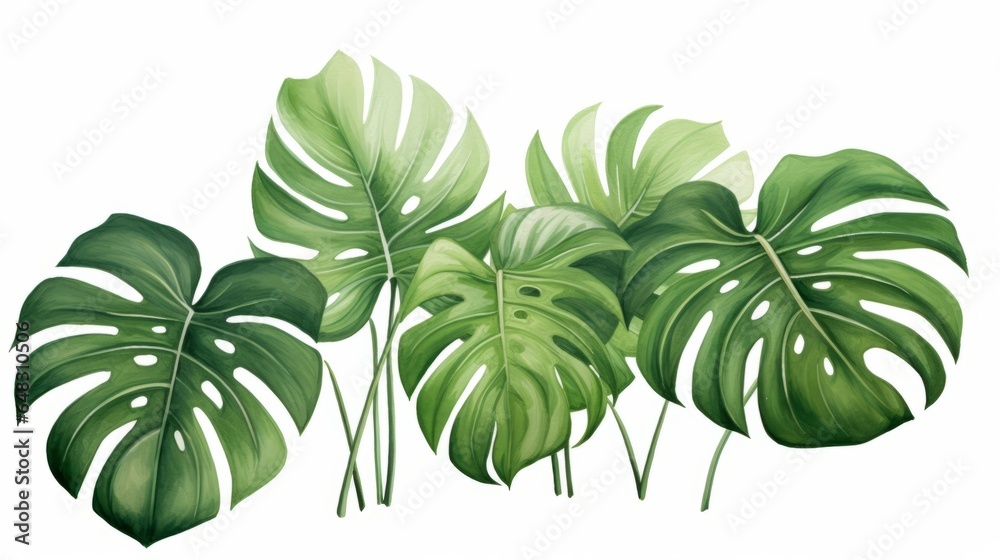 Nature background - a vibrant group of green leaves against a clean white backdrop