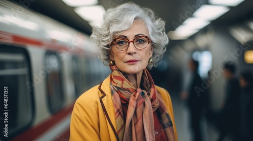 Portrait of a successful mature woman in the subway