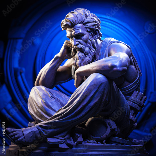 Abstract Sculpture of a Greek Philosopher as Molded by Generative AI