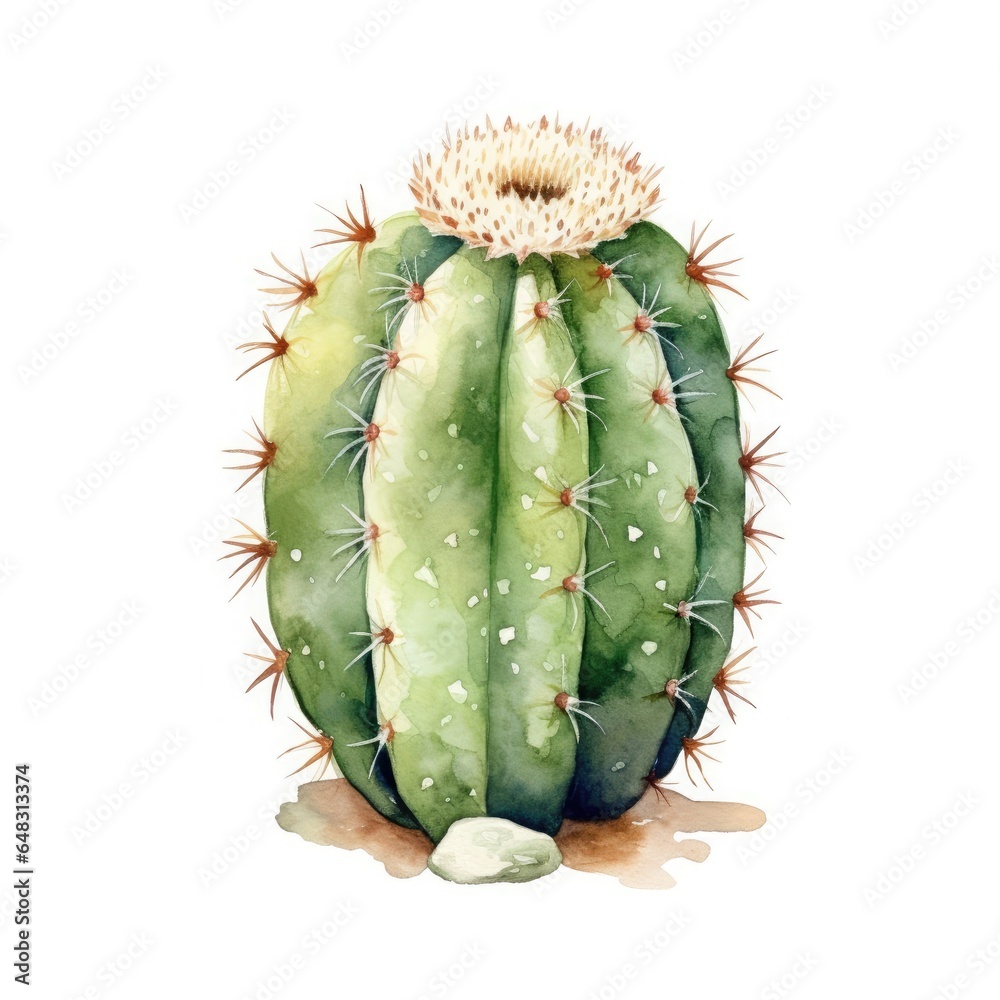 Watercolor art painting of a cactus plant on a white background. Watercolor art painting of a cactus plant on a white background.