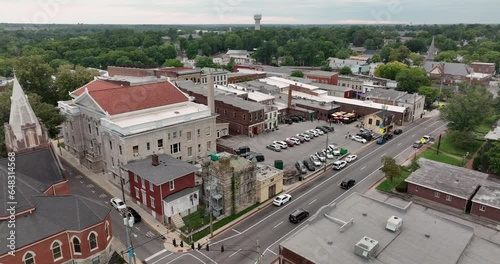 Main Street aerial view city center urban skyline Shelbyville Kentucky USA photo