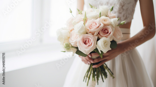 Photo bride holding her wedding bouquet
