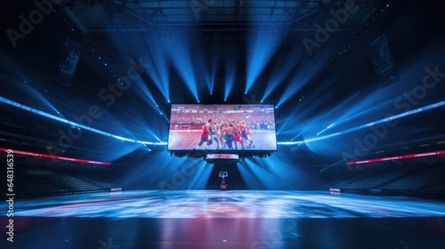 A big led screen in a sports arena. photo