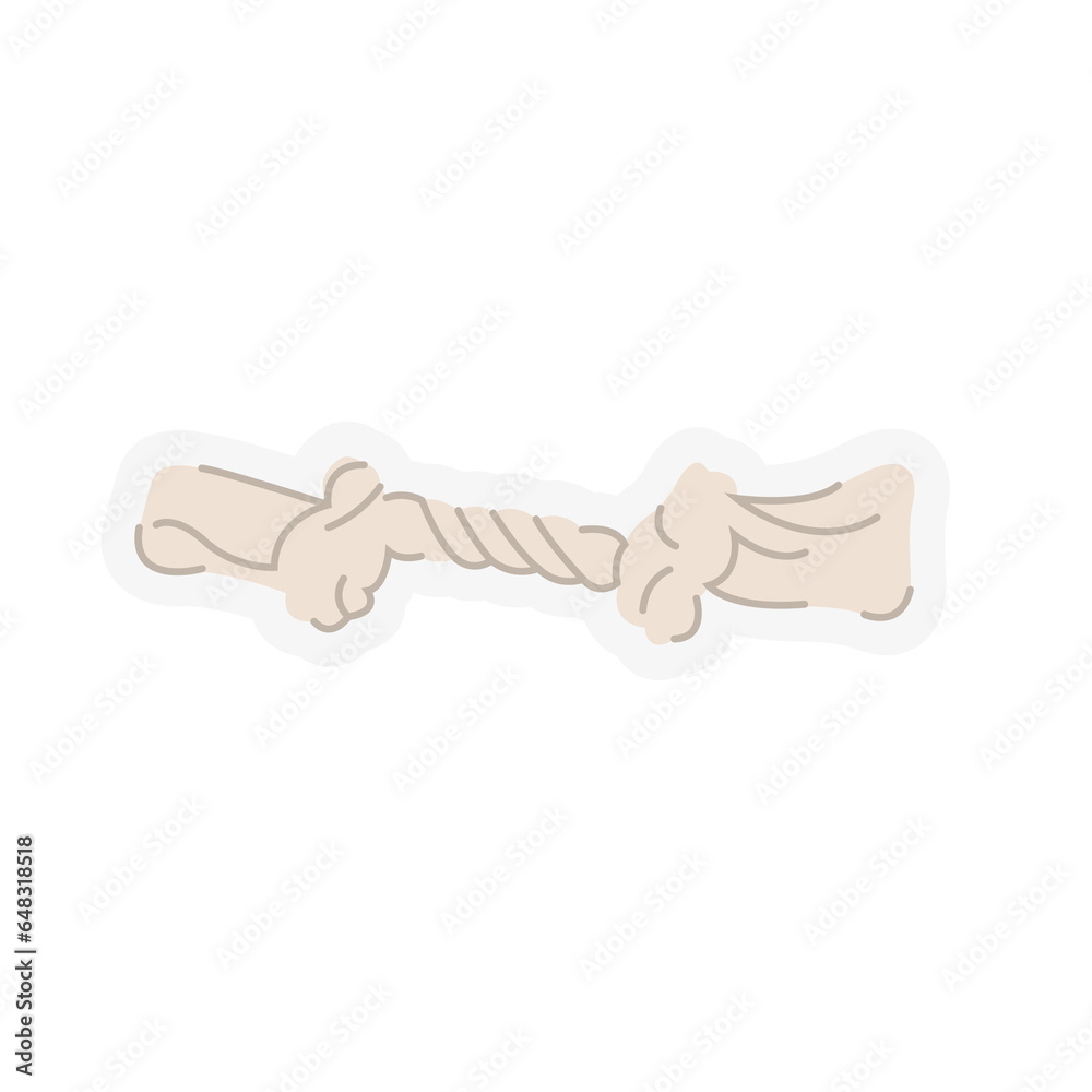 Chewy rope dog toy sticker. Chewy rope for dogs. Dog toy doodle illustration. White chewy rope for dogs vector illustration. Chewy rope dog toy sticker. Chewy rope for dogs. Dog toy doodle illustration. White chewy rope for dogs vector illustration.