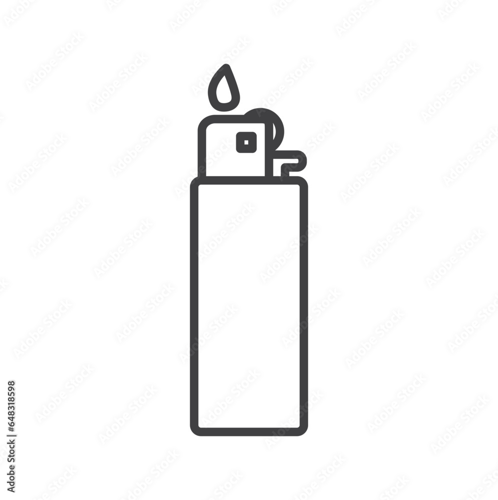 Gas Lighter icon design, Lighter fire flame simple line icon. Symbol, logo, lighter icon vector illustration in line style isolated on white background. Gas Lighter icon design, Lighter fire flame simple line icon. Symbol, logo, lighter icon vector illustration in line style isolated on white background.