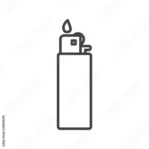 Gas Lighter icon design, Lighter fire flame simple line icon. Symbol, logo, lighter icon vector illustration in line style isolated on white background.